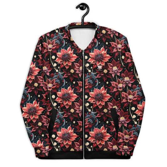 Bomber Jacket Twilight Dahlia | Cosmic Floral Elegance