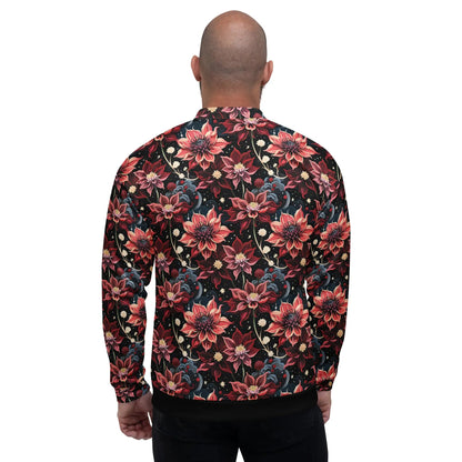 Bomber Jacket Twilight Dahlia | Cosmic Floral Elegance