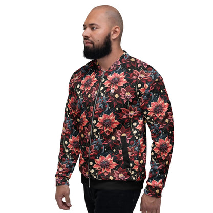 Bomber Jacket Twilight Dahlia | Cosmic Floral Elegance