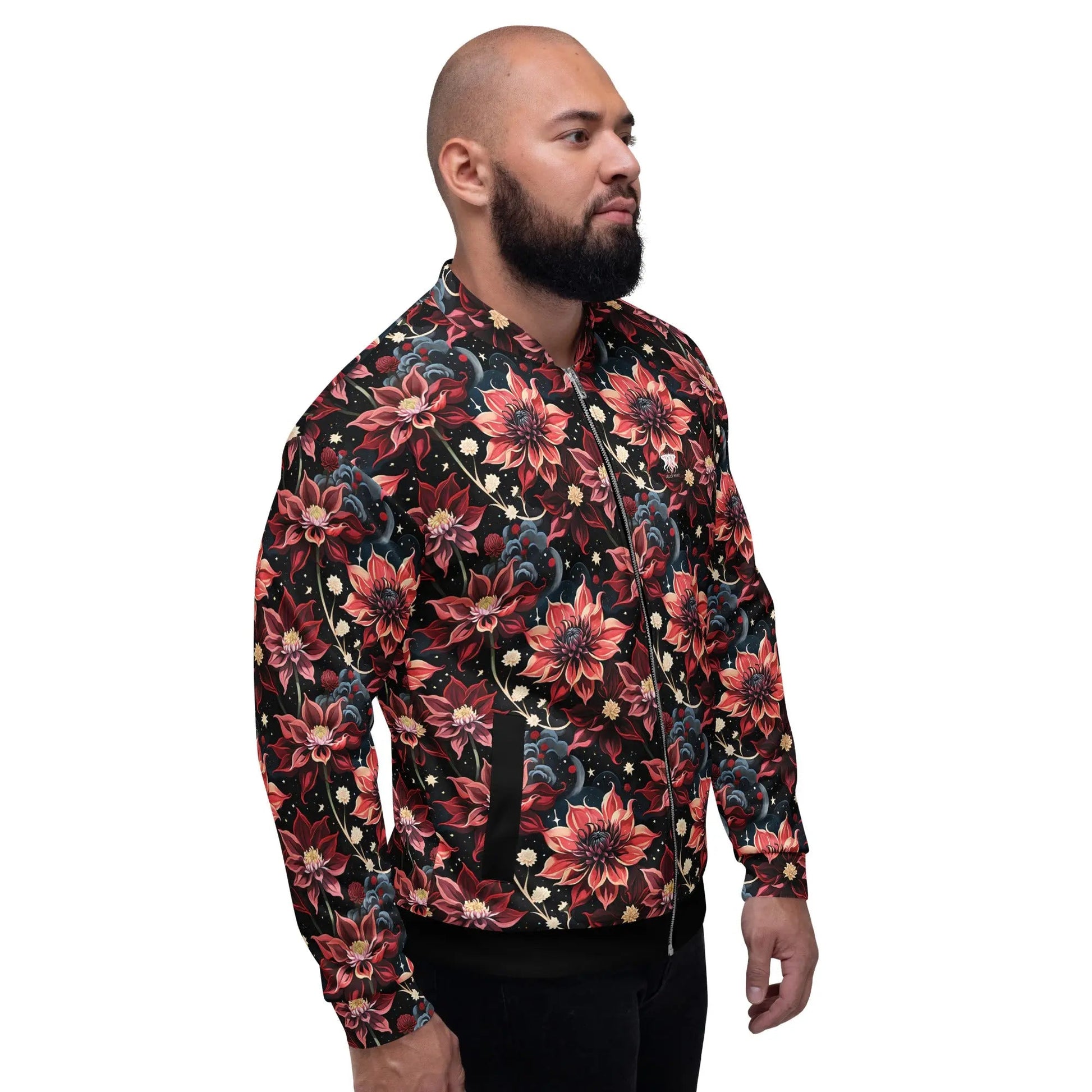 Bomber Jacket Twilight Dahlia | Cosmic Floral Elegance