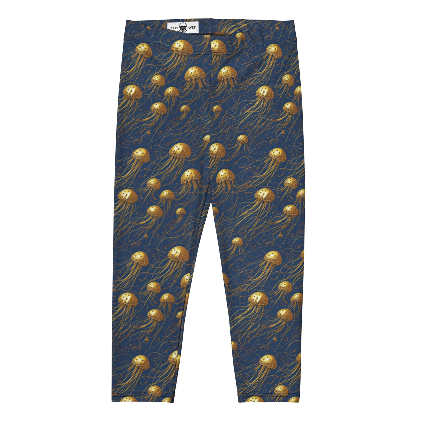 Capri Leggings - Blue and Gold Jellyfishes - by Jelly Kvlt