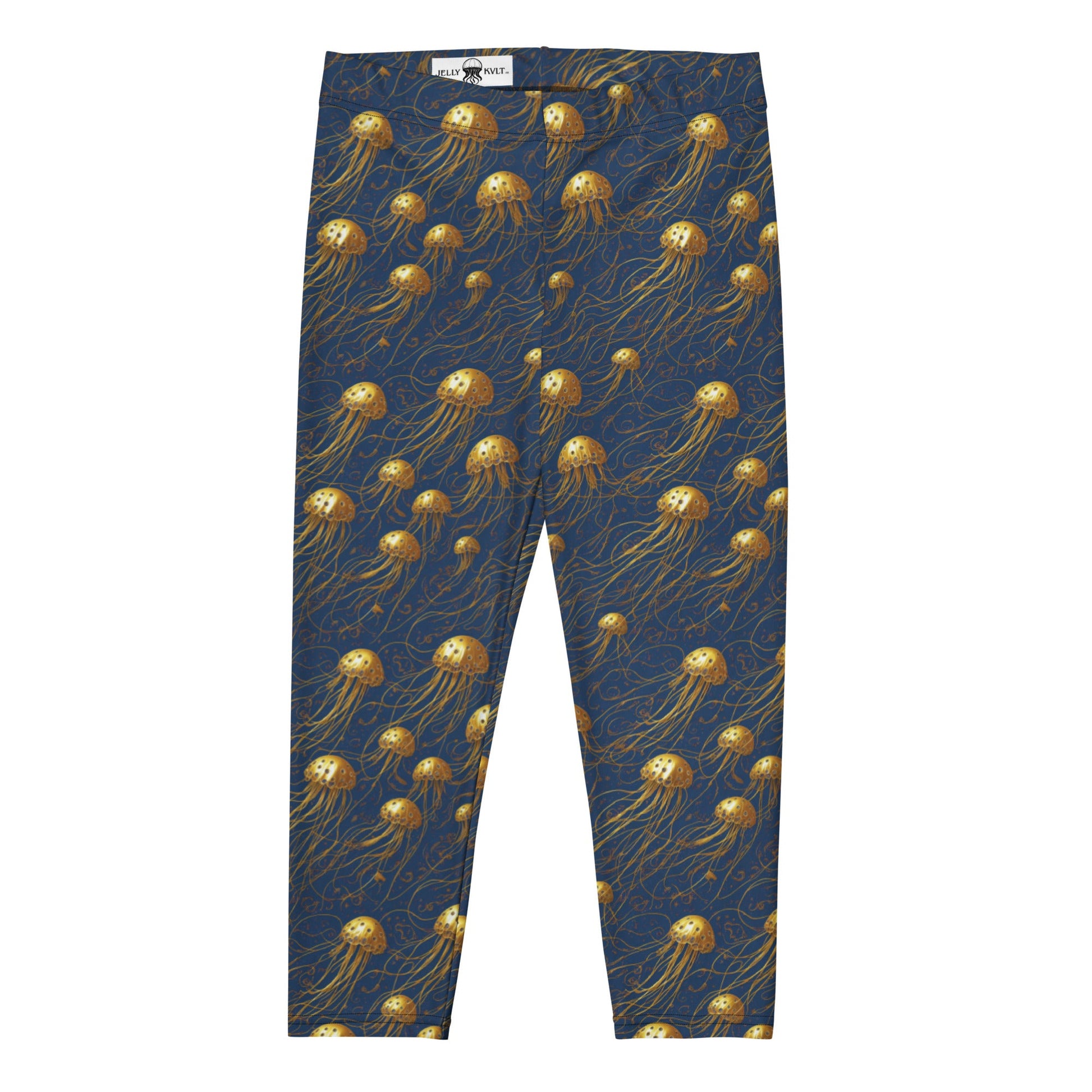 Capri Leggings - Blue and Gold Jellyfishes - by Jelly Kvlt