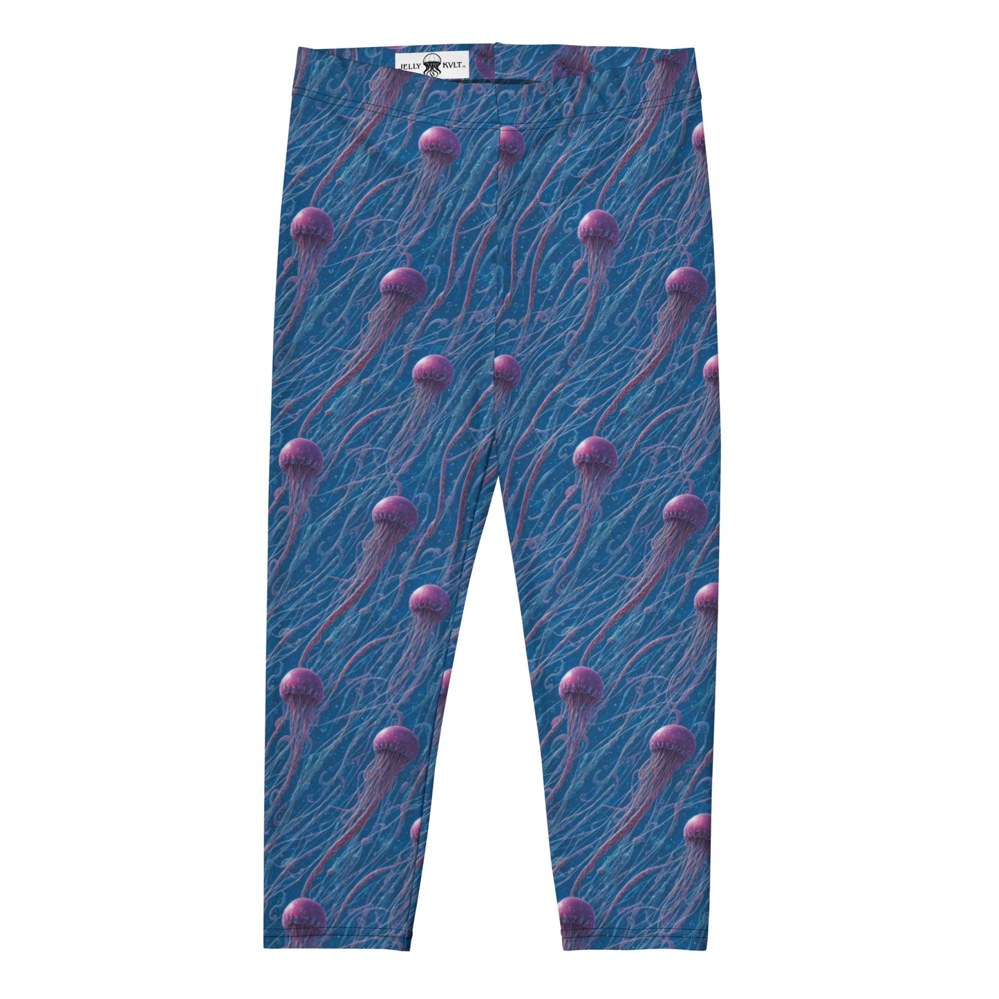 Capri Leggings - Blue and Violet Jellyfishes - by Jelly Kvlt