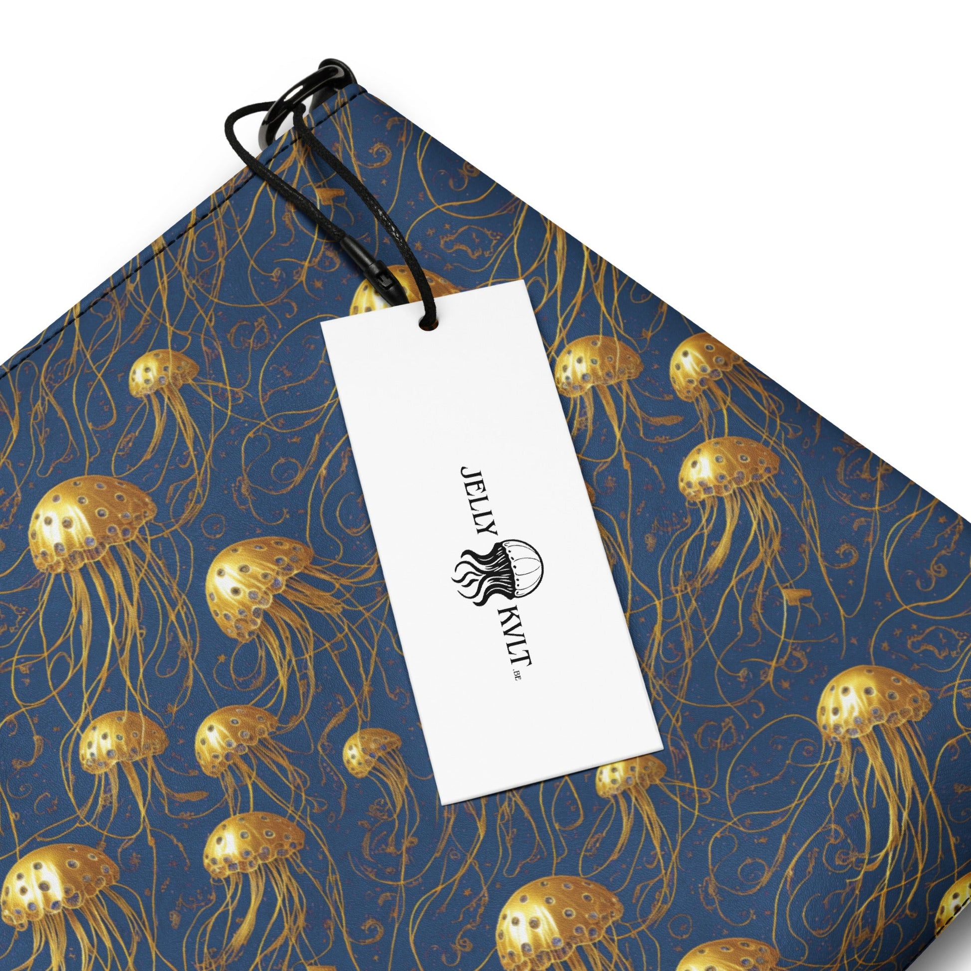 Crossbody bag - Blue and Gold Jellyfishes - by Jelly Kvlt
