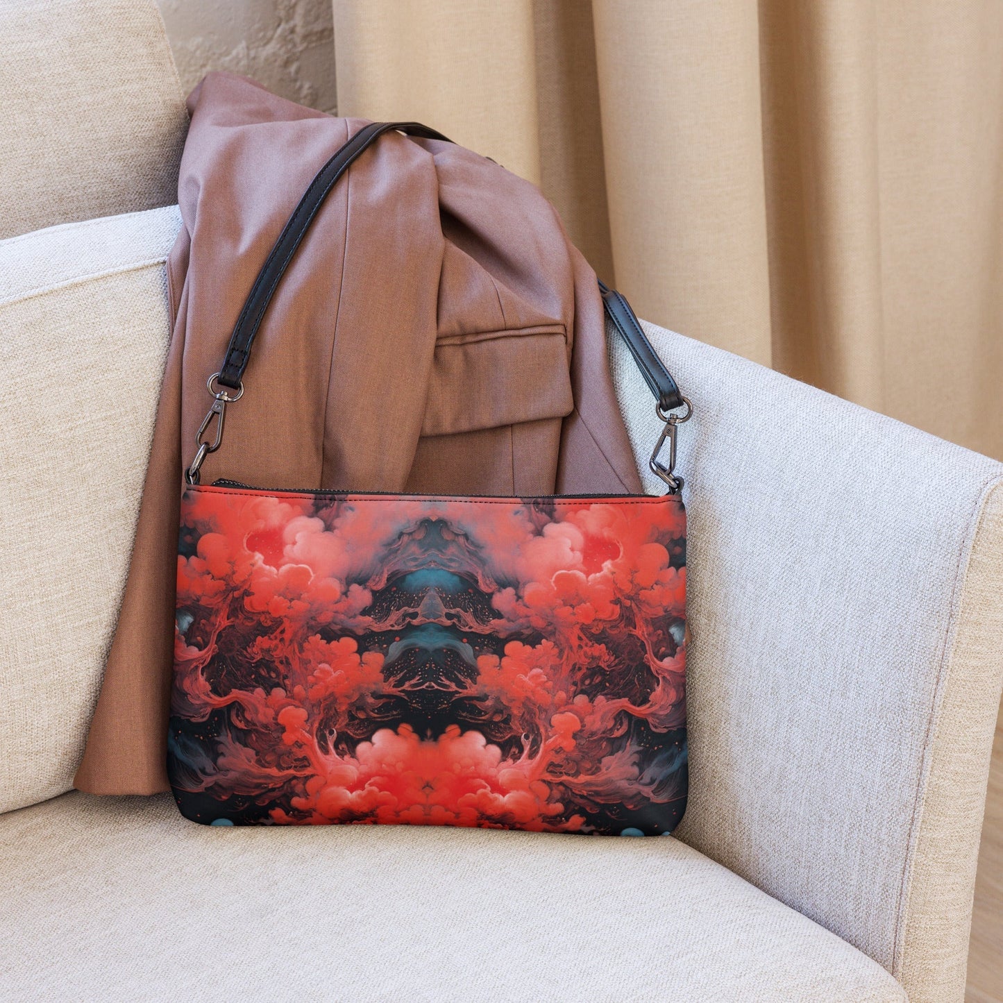 Crossbody bag Ethereal Crimson Flow - Dark - by Jelly Kvlt