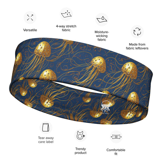Headband - Blue and Gold Jellyfishes - by Jelly Kvlt