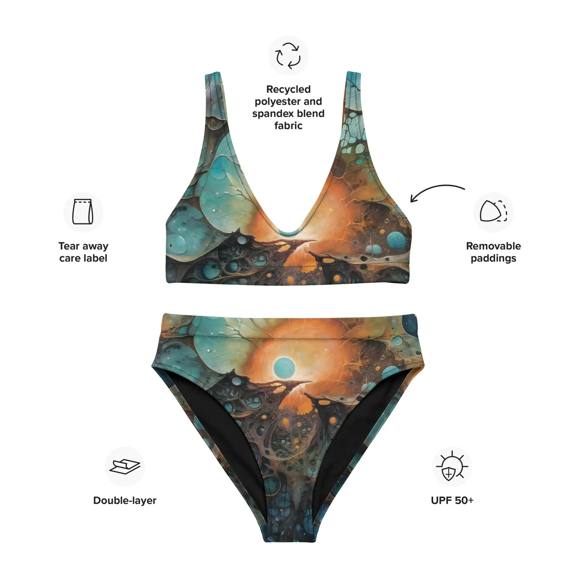 High-waisted Bikini - Chthonic Echoes - by Jelly Kvlt