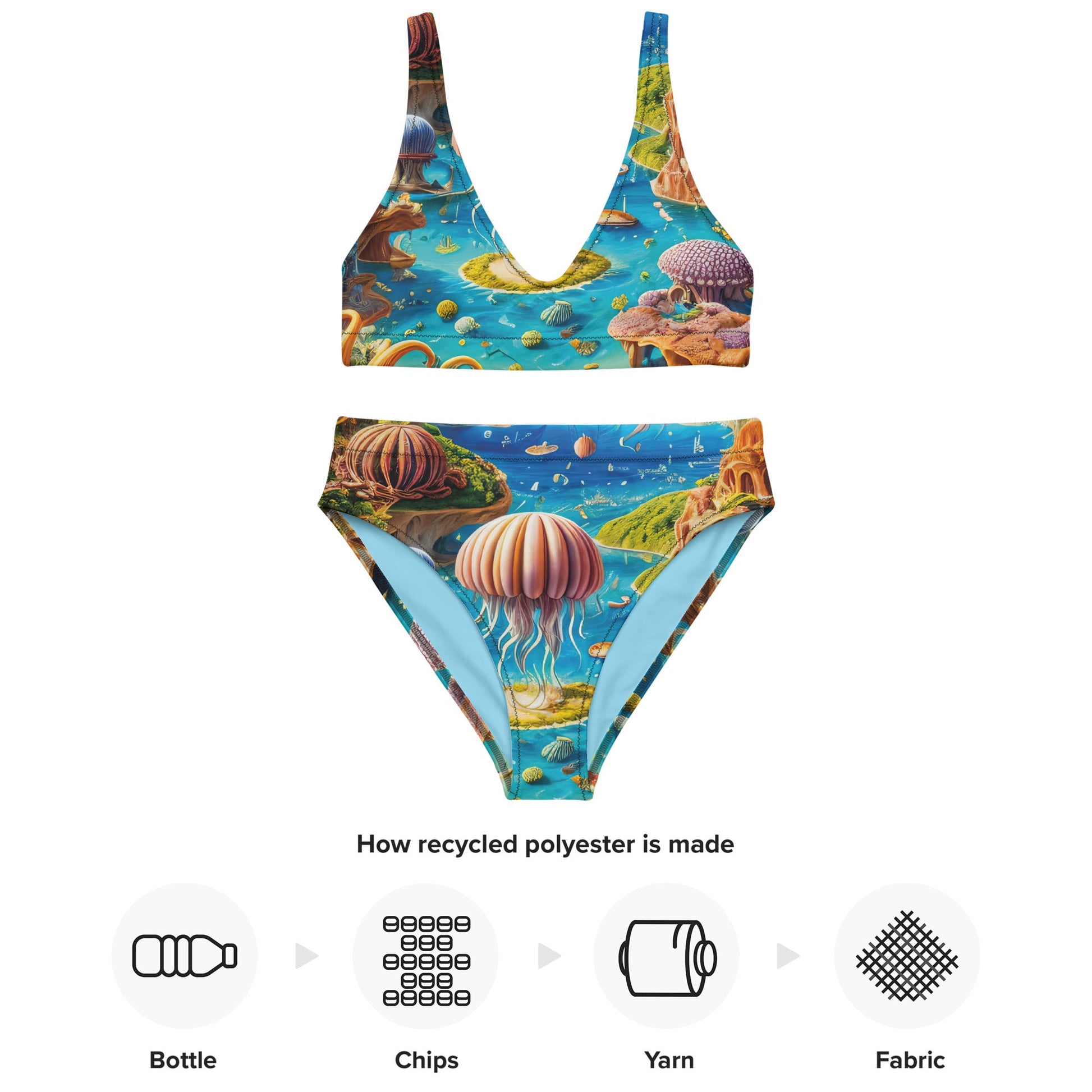 High-waisted bikini - Aqua Fantasia - by Jelly Kvlt