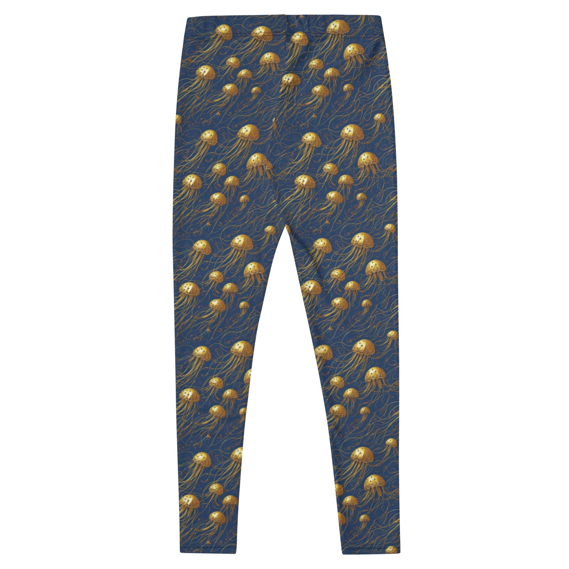 Women's Mid-Rise Leggings - Blue and Gold Jellyfishes - by Jelly Kvlt