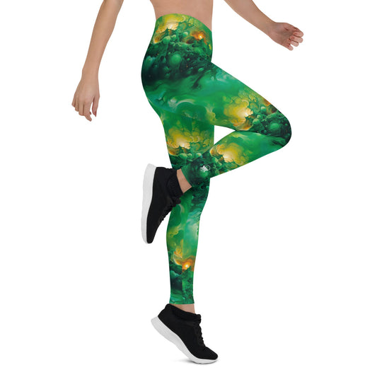 Women's Mid-Rise Leggings - Viridian Shroud - by Jelly Kvlt