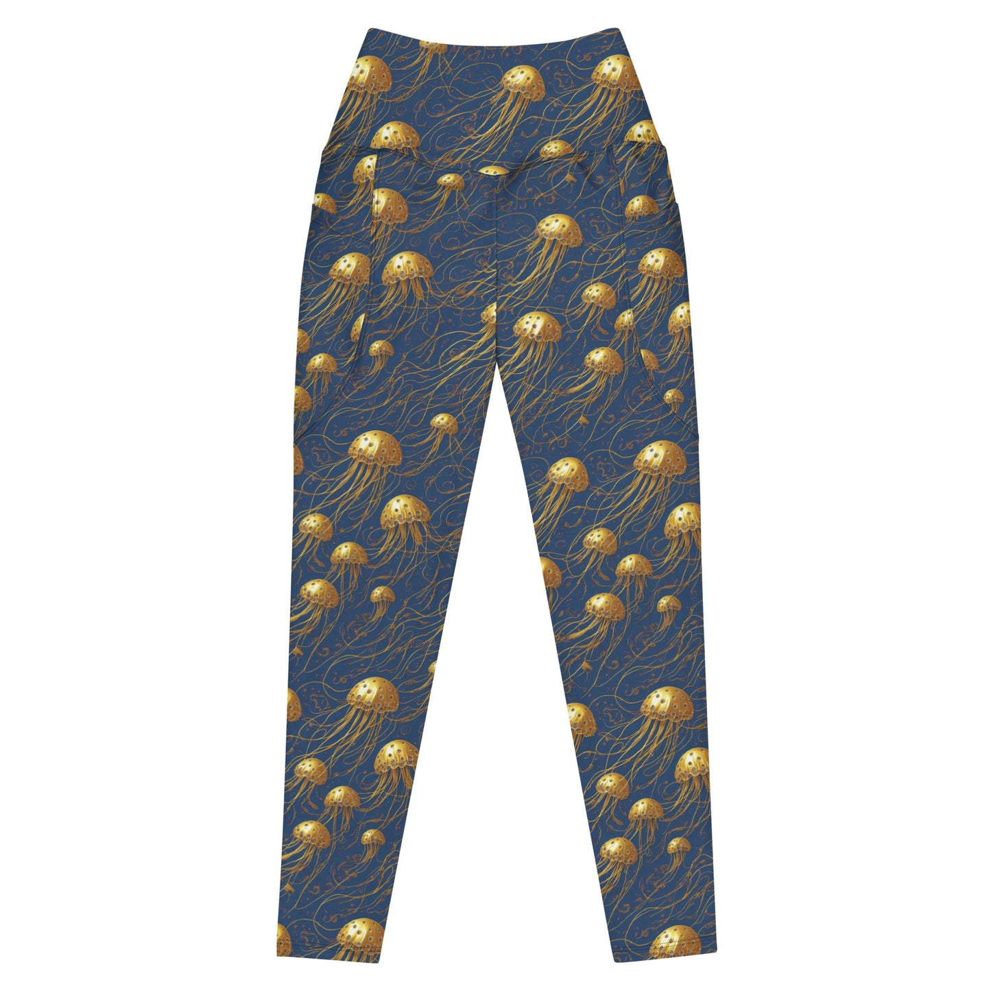 Leggings with Pockets - Blue and Gold Jellyfishes  | Jelly Kvlt