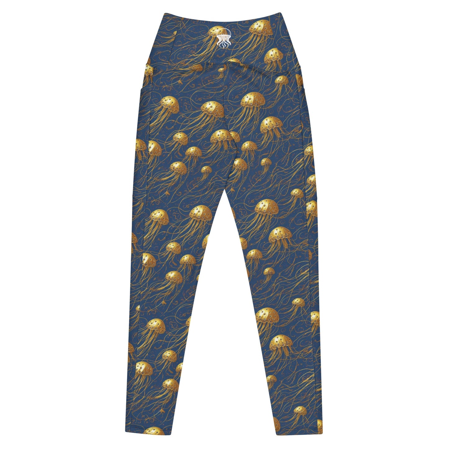 Leggings with Pockets - Blue and Gold Jellyfishes  | Jelly Kvlt