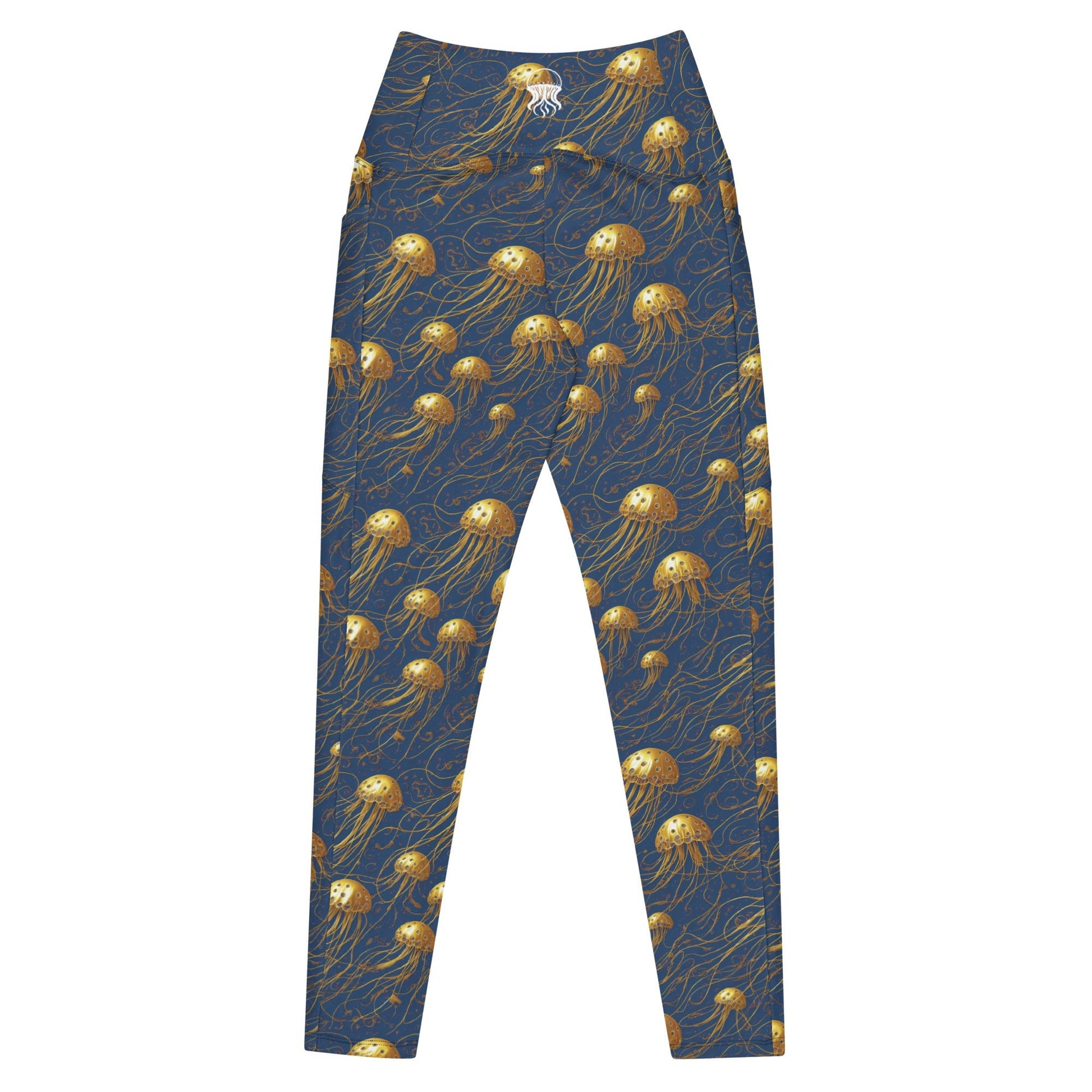 Leggings with Pockets - Blue and Gold Jellyfishes  | Jelly Kvlt
