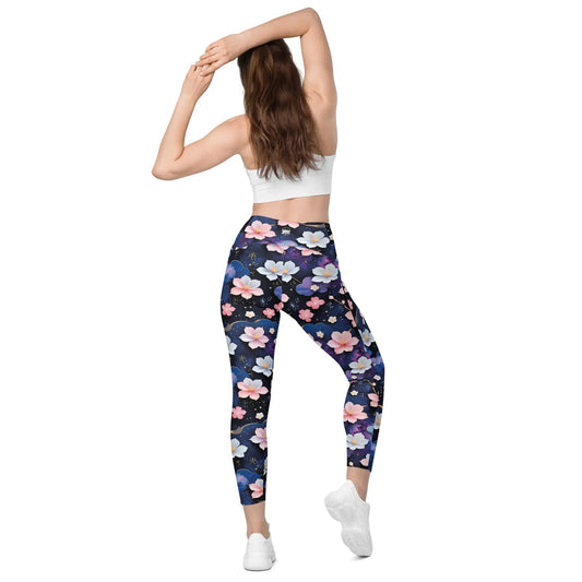 Leggings with Pockets - Midnight Sakura | Functional & Eco-Friendly