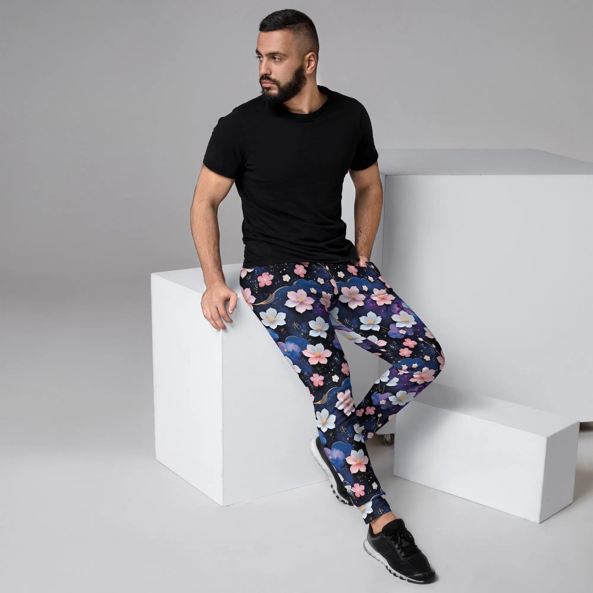 Men's Comfortable Joggers - Midnight Sakura | Sustainable & Cozy