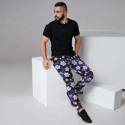 Men's Comfortable Joggers - Midnight Sakura | Sustainable & Cozy