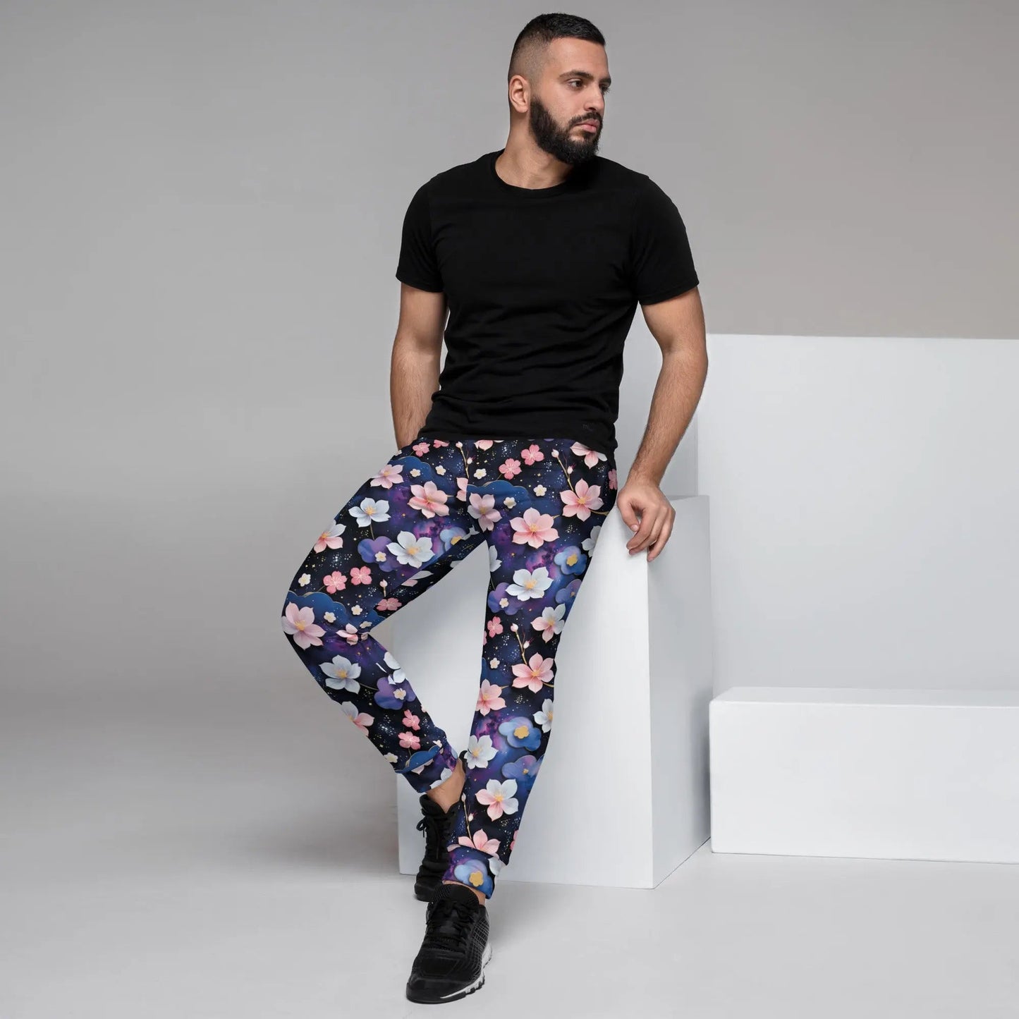 Men's Comfortable Joggers - Midnight Sakura | Sustainable & Cozy