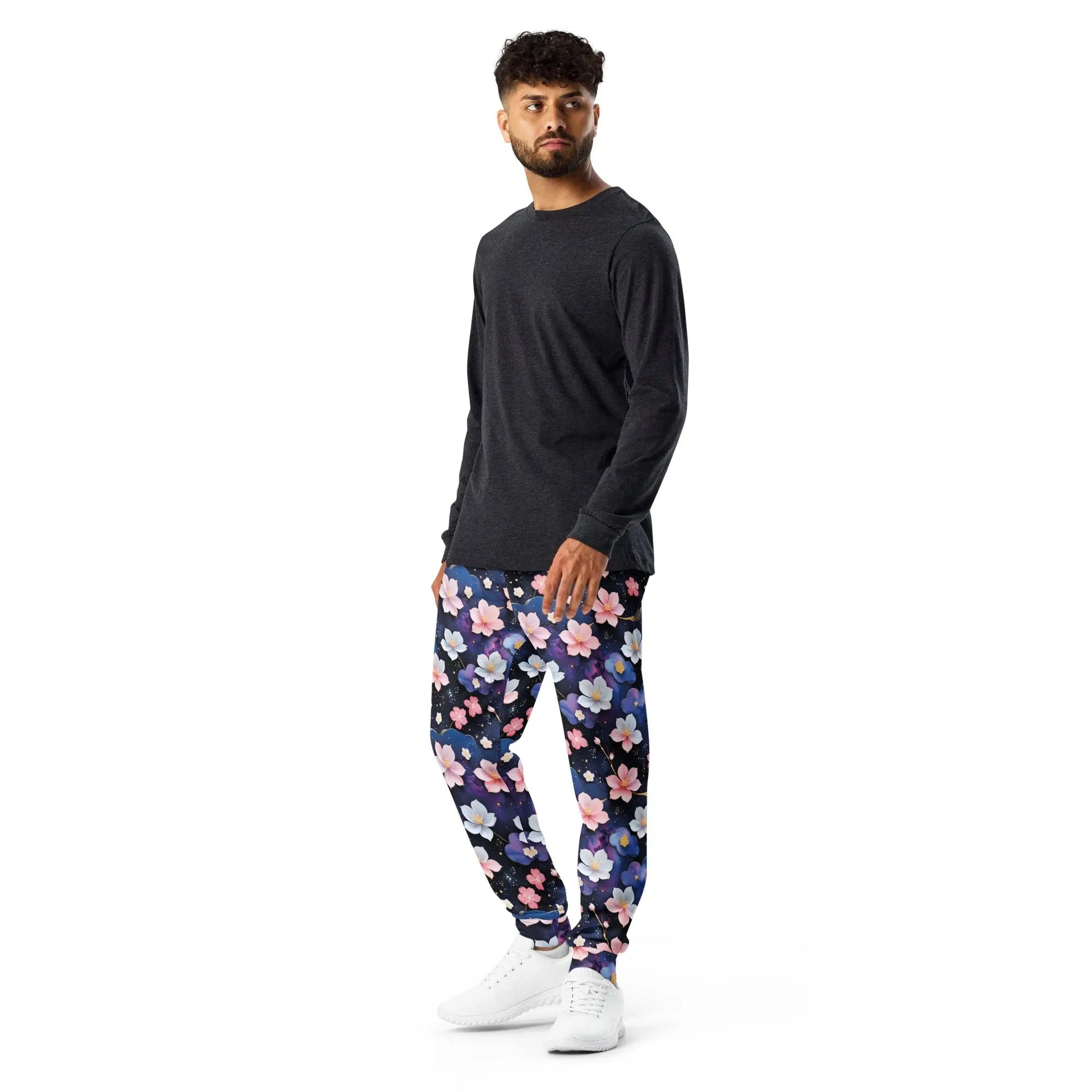Men's Comfortable Joggers - Midnight Sakura | Sustainable & Cozy