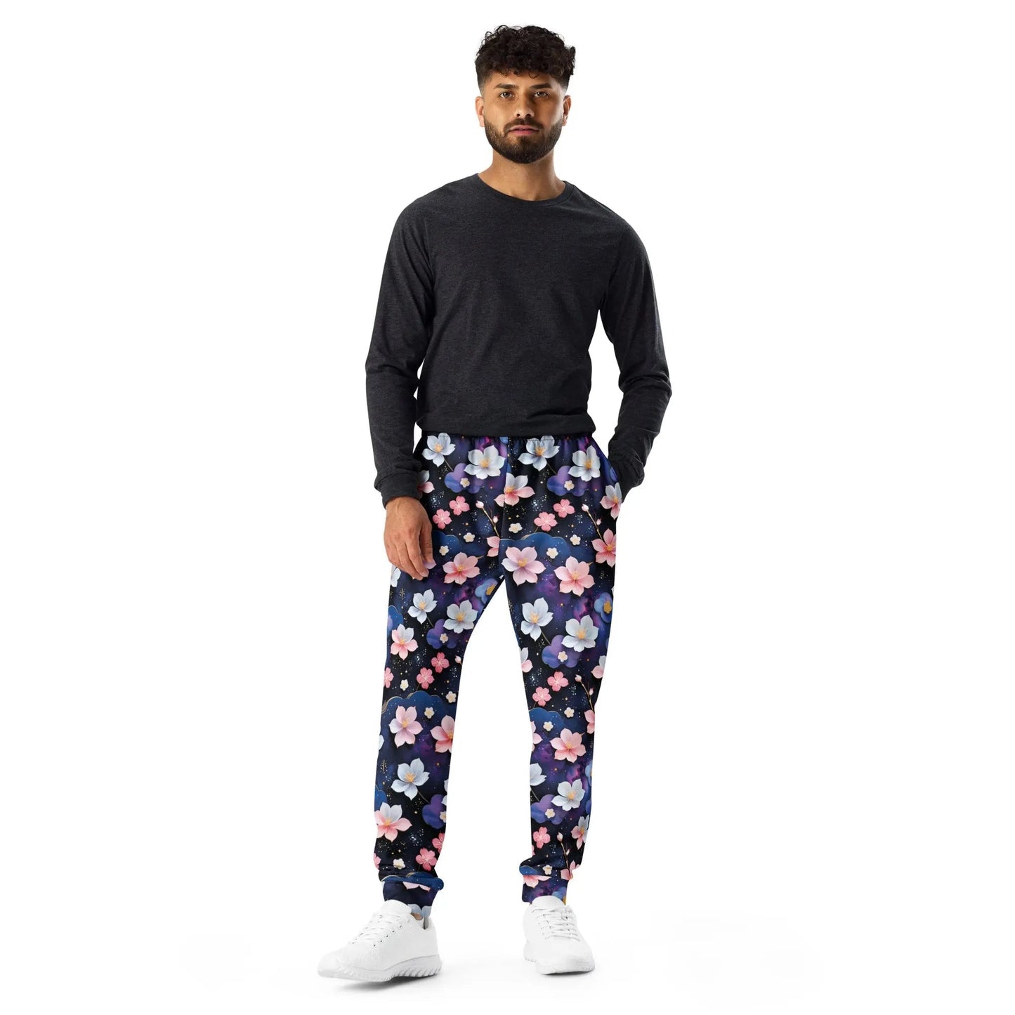 Men's Comfortable Joggers - Midnight Sakura | Sustainable & Cozy