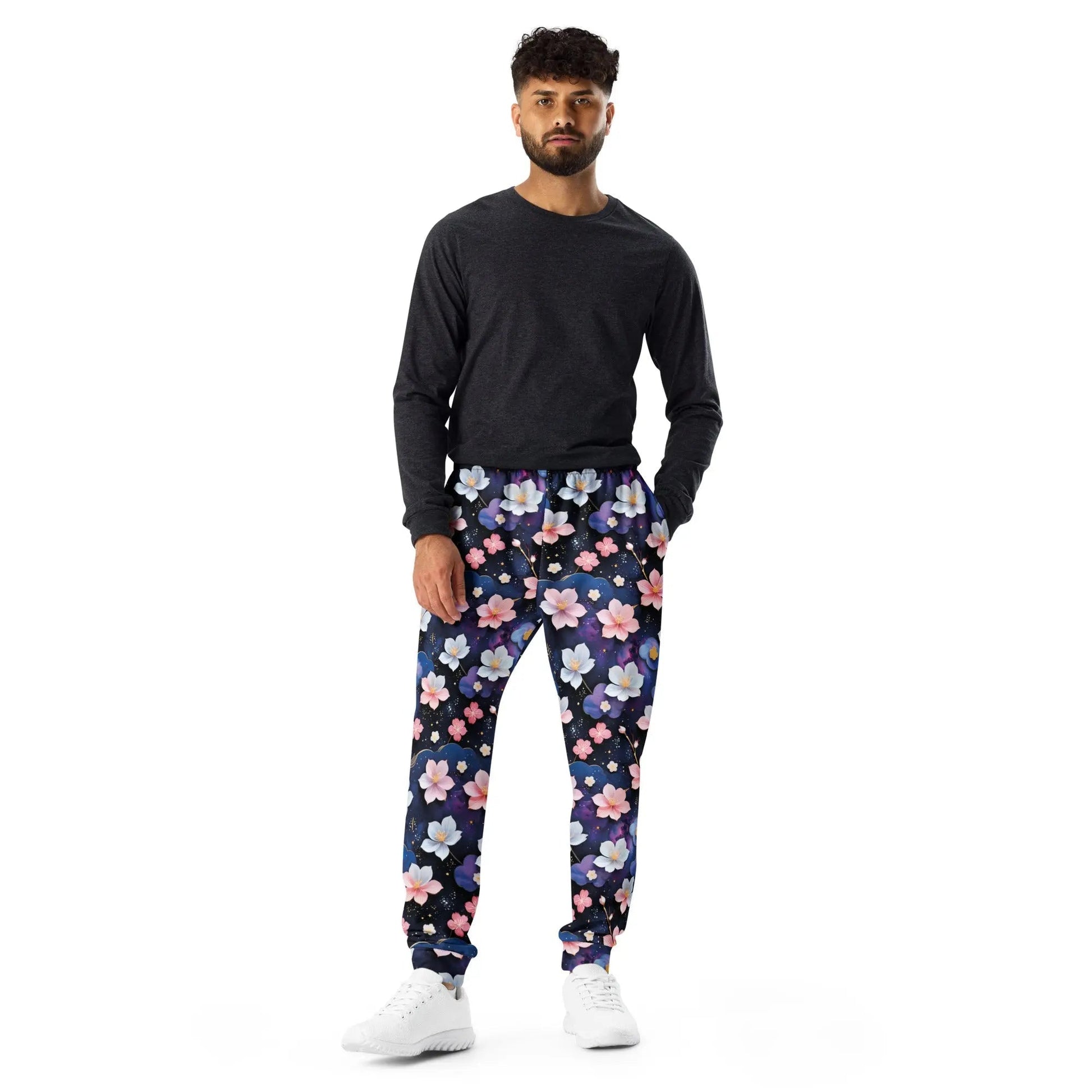 Men's Comfortable Joggers - Midnight Sakura | Sustainable & Cozy