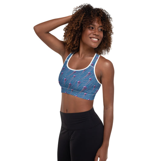 Padded Sports Bra - Blue And Violet Jellyfishes | Jelly Kvlt