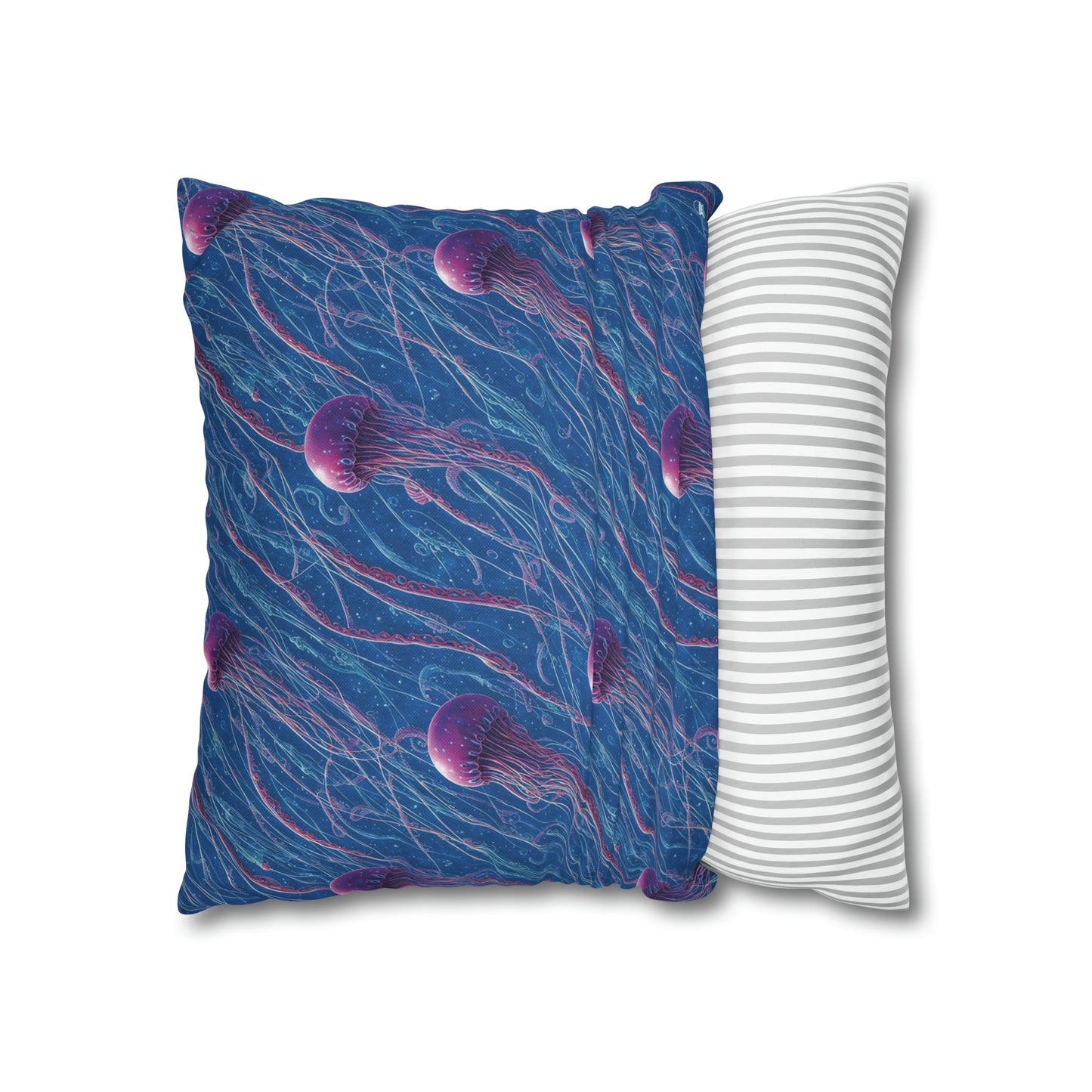 Square Pillow Case - Blue and Violet Jellyfishes Jelly Kvlt