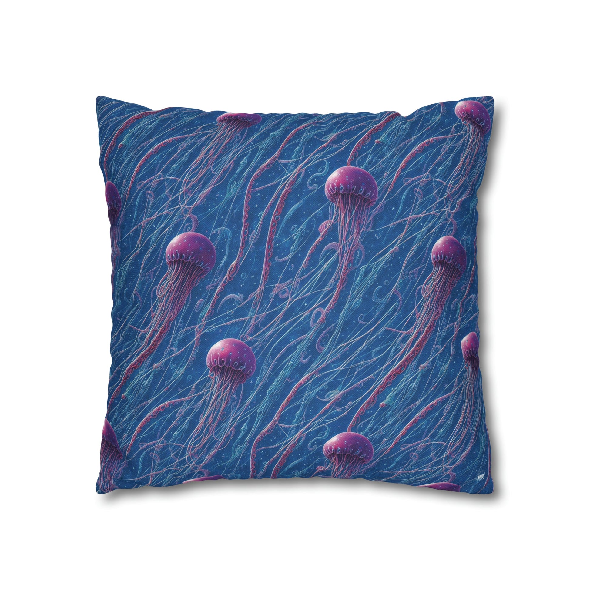 Square Pillow Case - Blue and Violet Jellyfishes Jelly Kvlt
