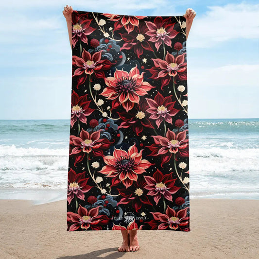 Twilight Dahlia Beach Towel