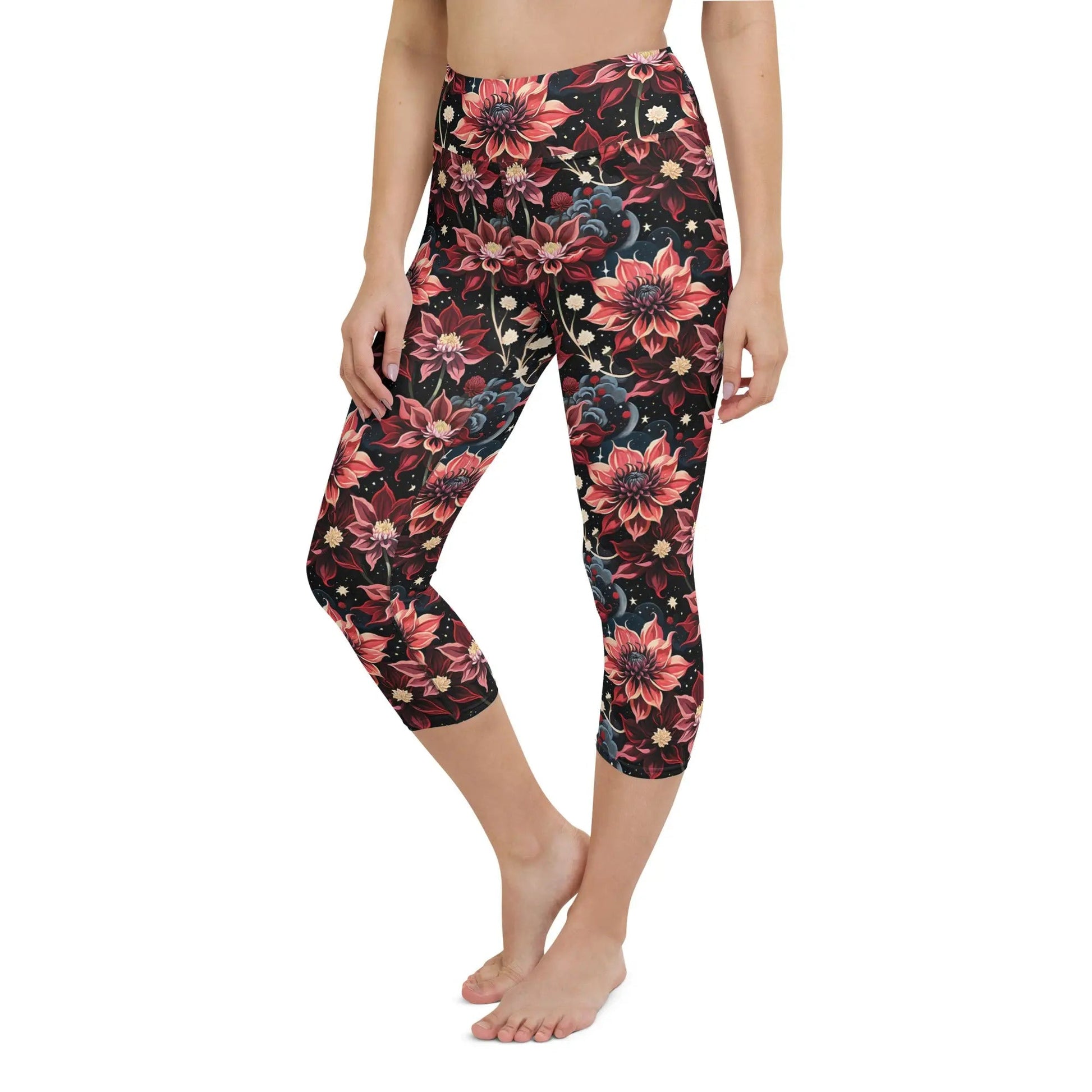 Twilight Dahlia Yoga Capri Leggings