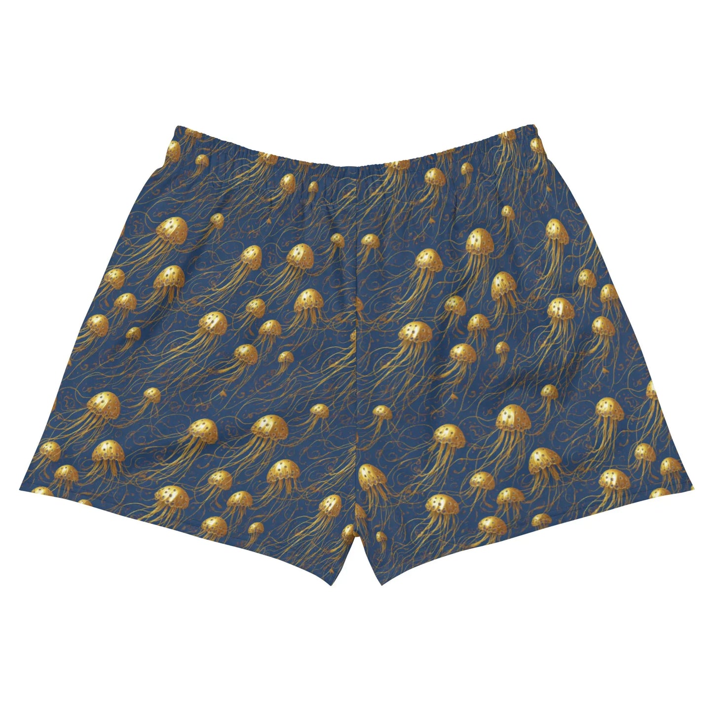 Unisex Athletic Shorts - Blue and Gold Jellyfishes - by Jelly Kvlt