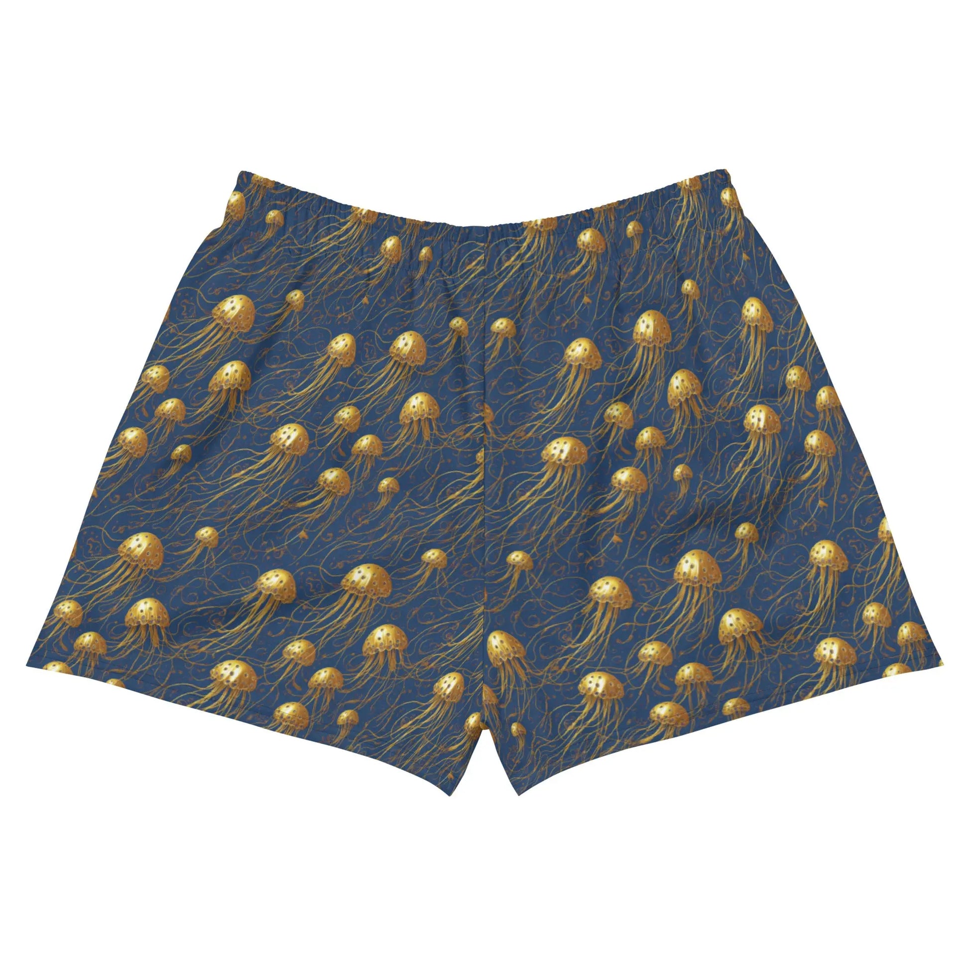 Unisex Athletic Shorts - Blue and Gold Jellyfishes - by Jelly Kvlt