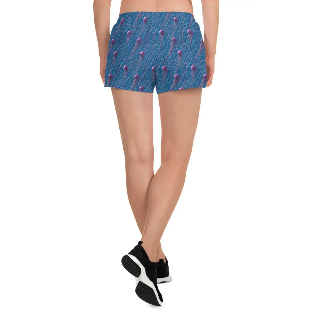 Unisex Athletic Shorts - Blue and Violet Jellyfishes - by Jelly Kvlt