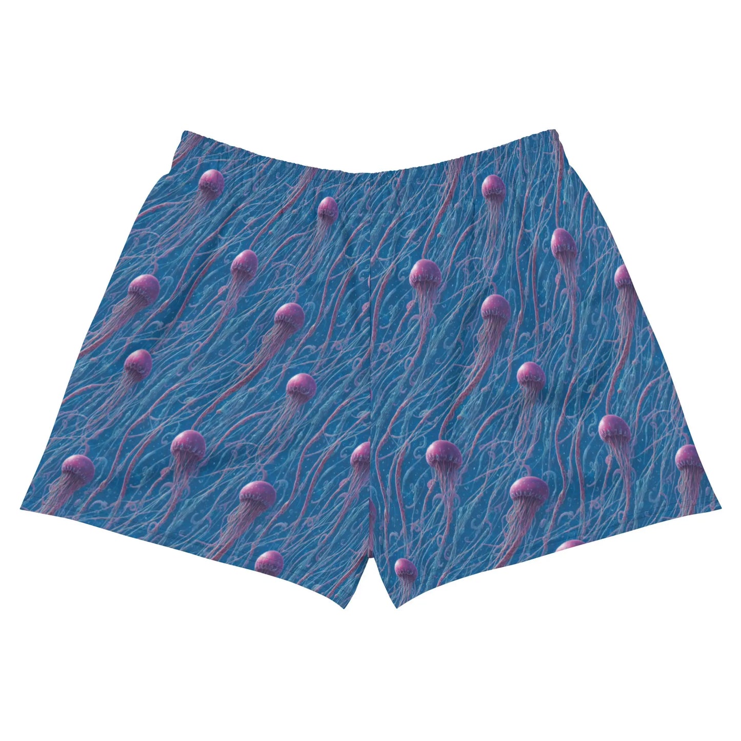 Unisex Athletic Shorts - Blue and Violet Jellyfishes - by Jelly Kvlt
