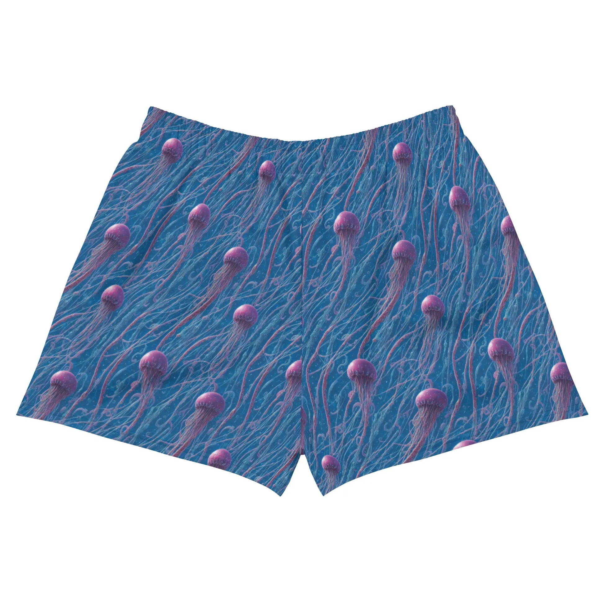 Unisex Athletic Shorts - Blue and Violet Jellyfishes - by Jelly Kvlt