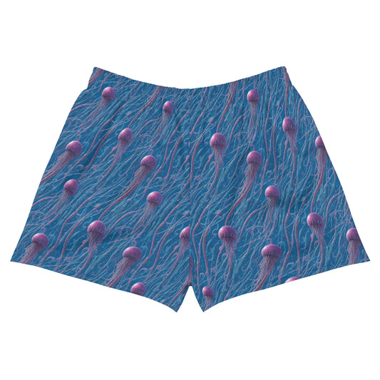 Unisex Athletic Shorts - Blue and Violet Jellyfishes - by Jelly Kvlt