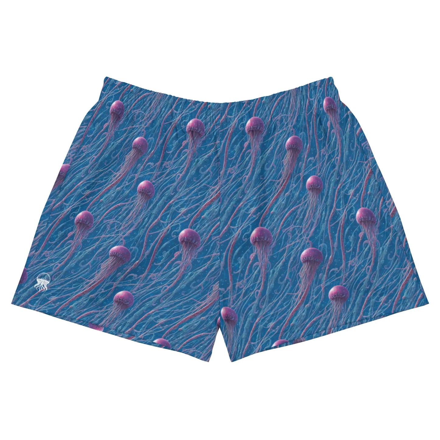 Unisex Athletic Shorts - Blue and Violet Jellyfishes - by Jelly Kvlt