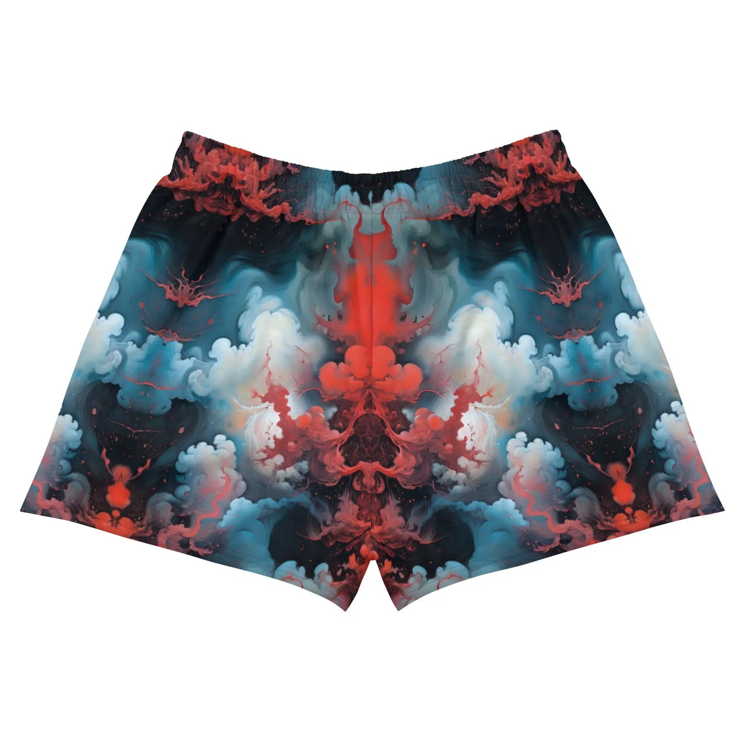 Unisex Athletic Shorts - Ethereal Crimson Flow - Light - by Jelly Kvlt