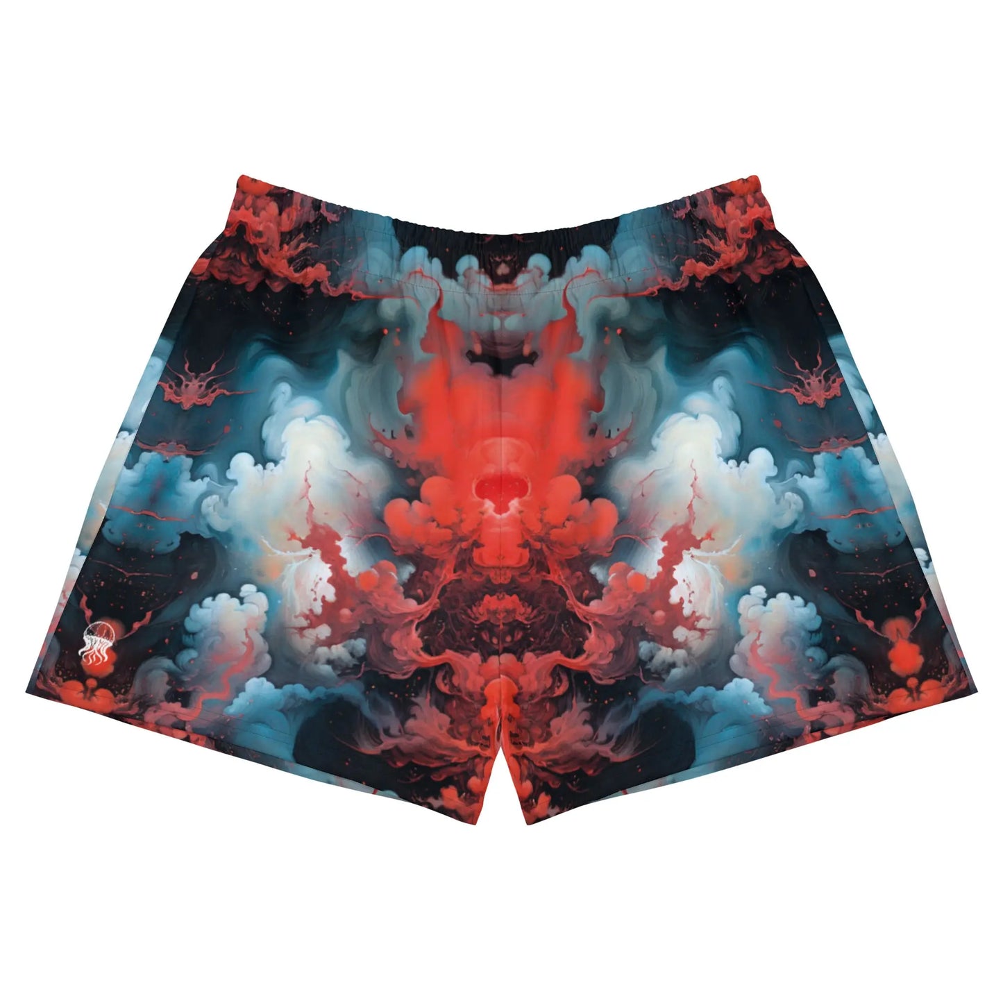 Unisex Athletic Shorts - Ethereal Crimson Flow - Light - by Jelly Kvlt