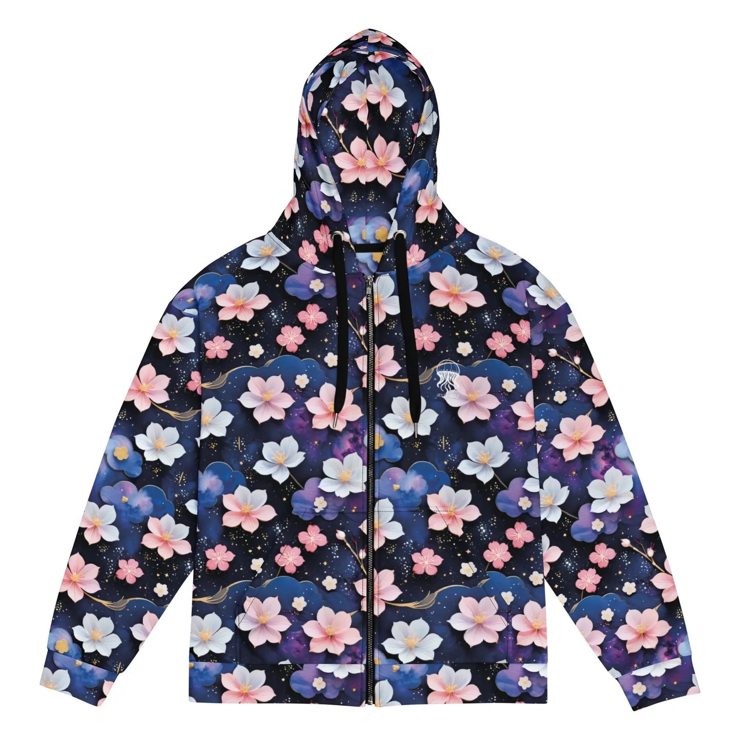 Unisex Comfort Zip Hoodie - Midnight Sakura | Sustainable & Cozy