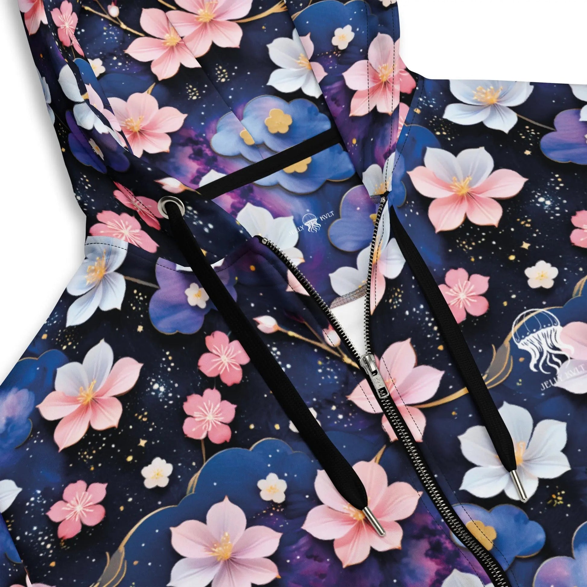 Unisex Comfort Zip Hoodie - Midnight Sakura | Sustainable & Cozy