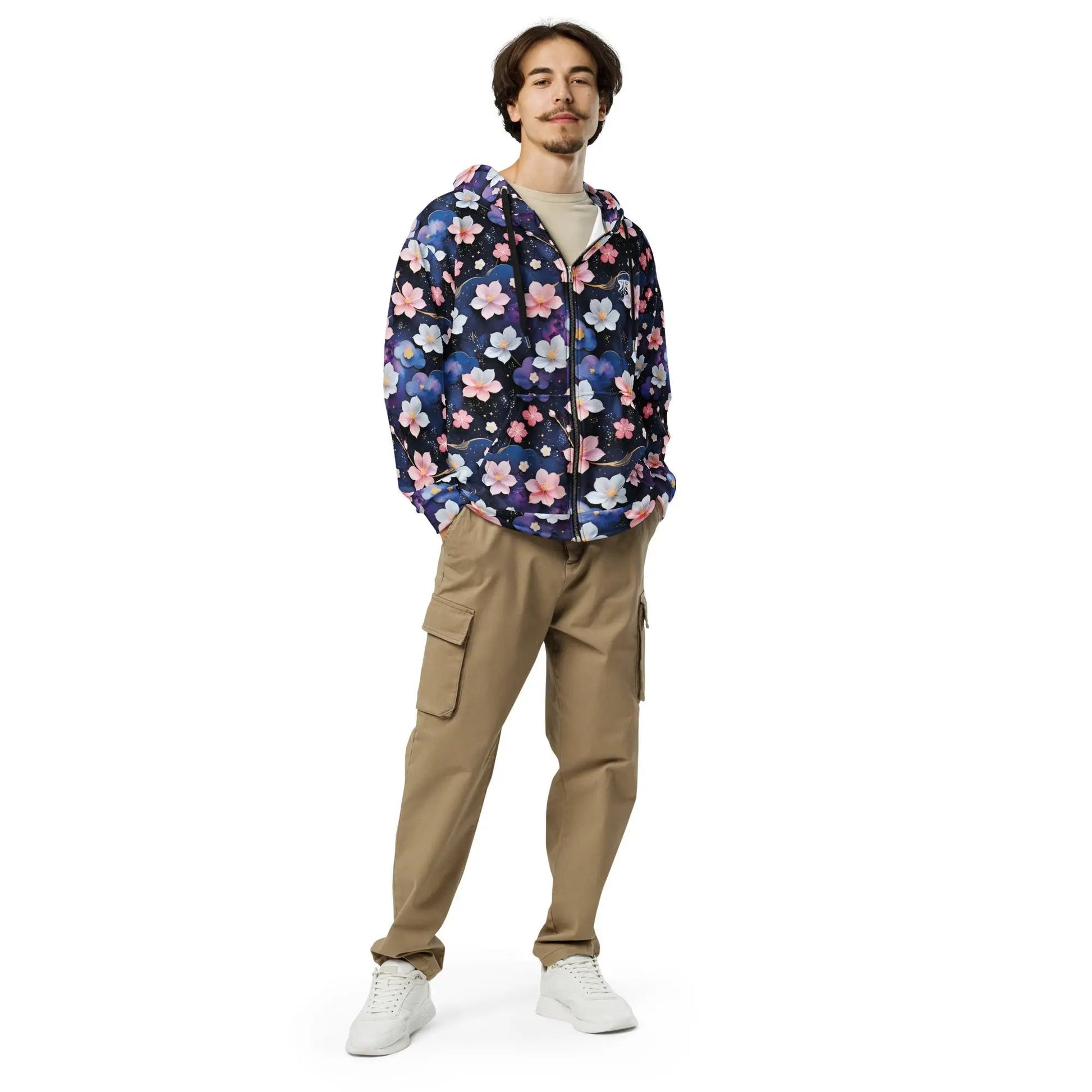 Unisex Comfort Zip Hoodie - Midnight Sakura | Sustainable & Cozy