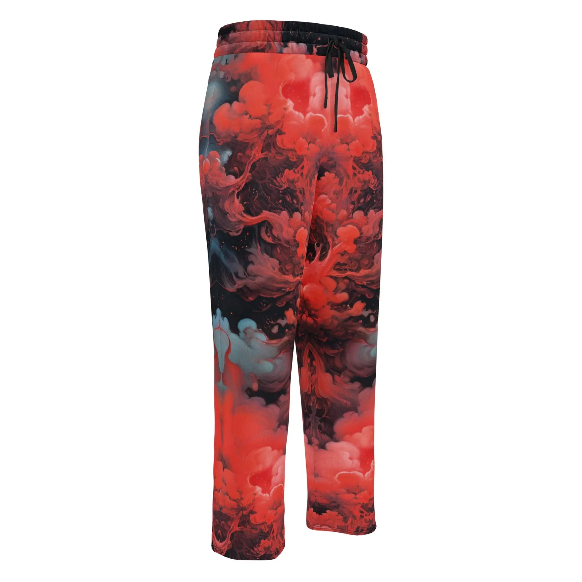 Unisex Wide-leg Joggers - Ethereal Crimson Flow - Dark - by Jelly Kvlt