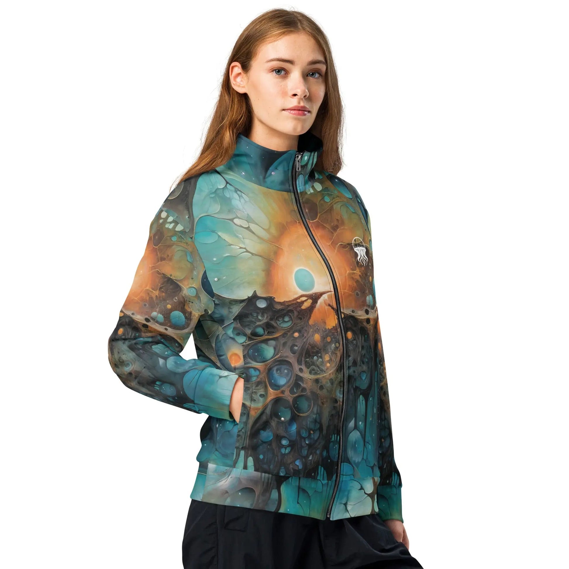 Unisex Track Jacket - Chthonic Echoes | Primordial Cosmic Style by Jelly Kvlt