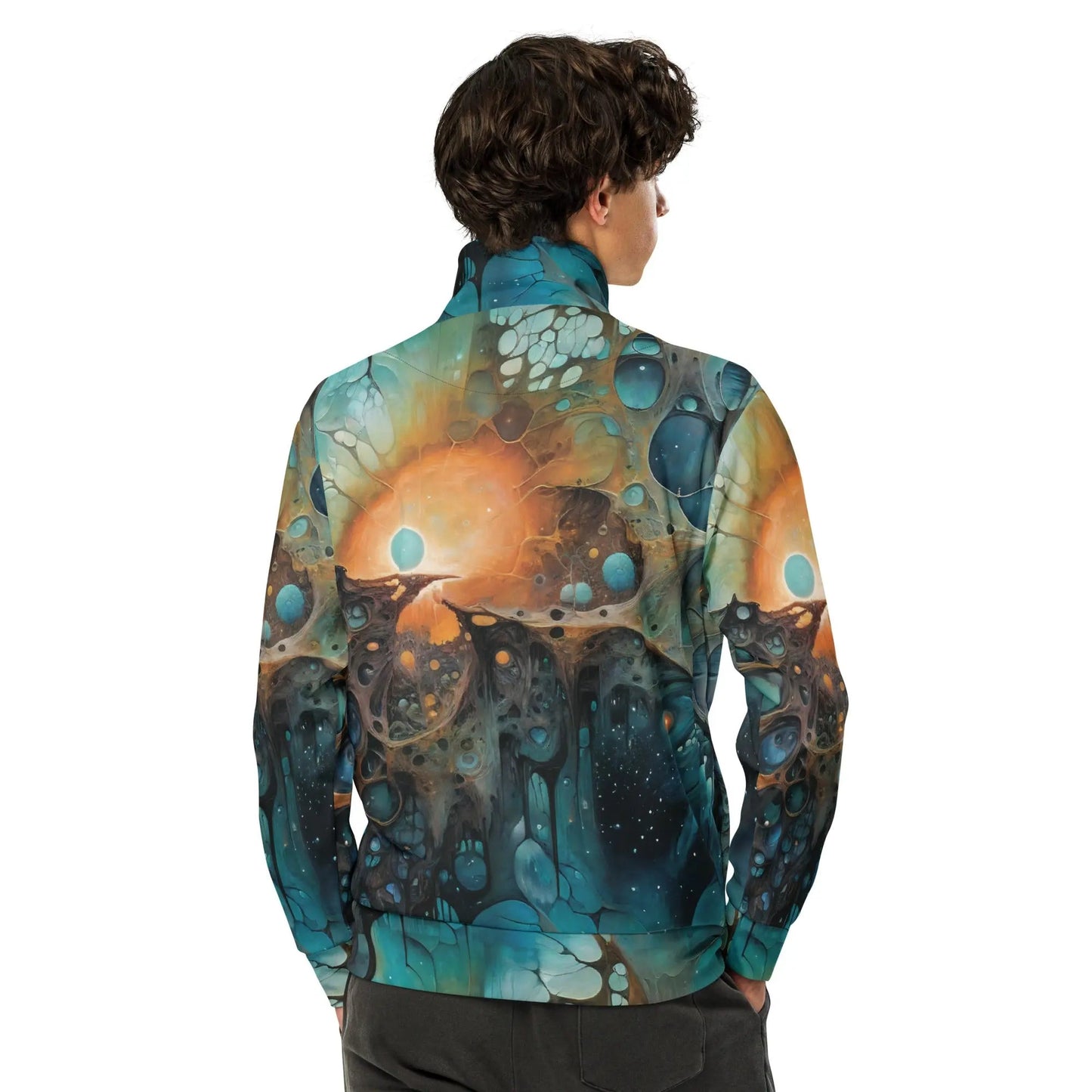 Unisex Track Jacket - Chthonic Echoes | Primordial Cosmic Style by Jelly Kvlt