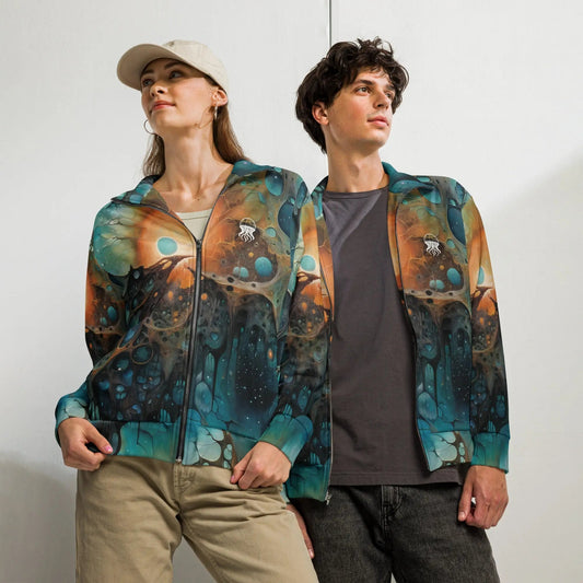 Unisex Track Jacket - Chthonic Echoes | Primordial Cosmic Style by Jelly Kvlt