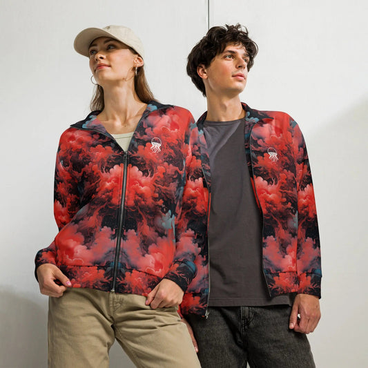 Unisex Track Jacket - Ethereal Crimson Flow (Dark)