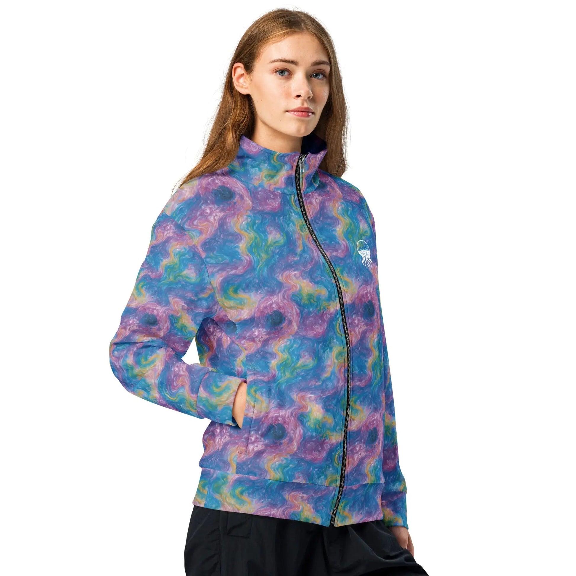 Unisex Track Jacket - Quantum Drift | Abstract Cosmic Style by Jelly Kvlt