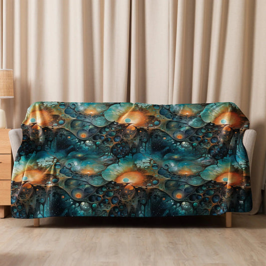 Warm Sherpa Blanket - Chthonic Echoes - by Jelly Kvlt