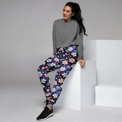 Women’s Comfortable Joggers - Midnight Sakura | Sustainable & Cozy