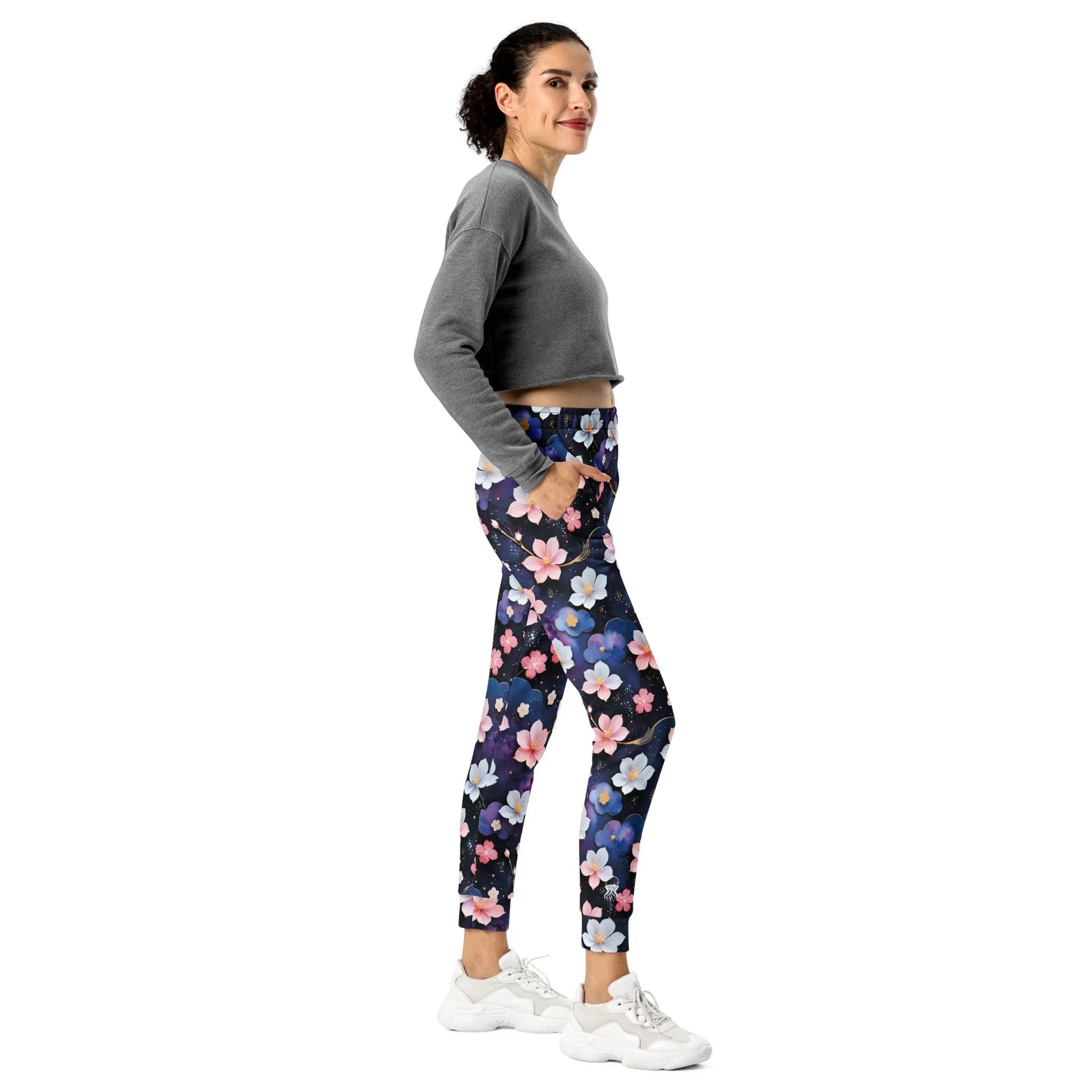 Women’s Comfortable Joggers - Midnight Sakura | Sustainable & Cozy